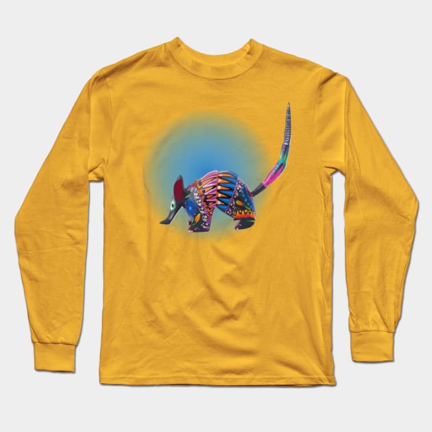 Coco armadillo alebrije Mexican folk art hand-painted maximalist colorful pattern Long Sleeve T-Shirt by T-Mex